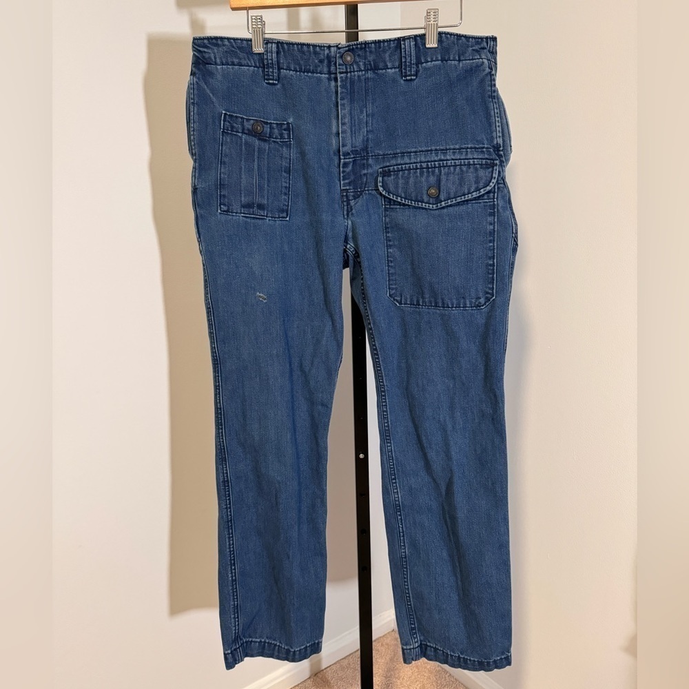 Vintage Levis Straight Leg Box Pocket Jeans - Size 34